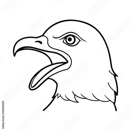 Foto angry seagull head in squawk motion and open beak version two on white backgroun