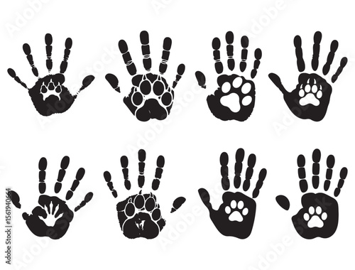 HAND WITH PAW PRINT SILHOUETTE