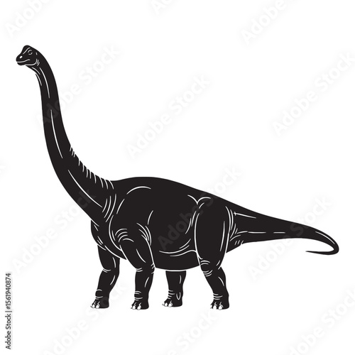 Towering calm across the plains – Apatosaurus silhouette designed in detailed Apatosaurus vector – Apatosaurus illustration

