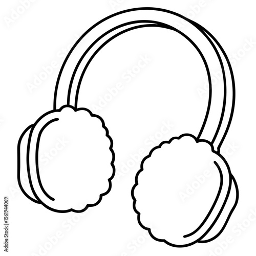 Ear Muffs line art vector