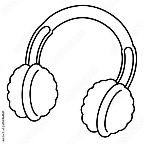 Ear Muffs line art vector