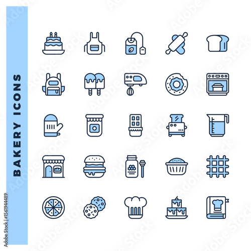 25 Bakery Two Color icons pack. vector illustration.