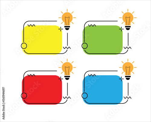 Line Art Frame with Light Bulb for Announcement or Product Advertisement. Graphic design element for a retail sale campaign, announcement or discount offer