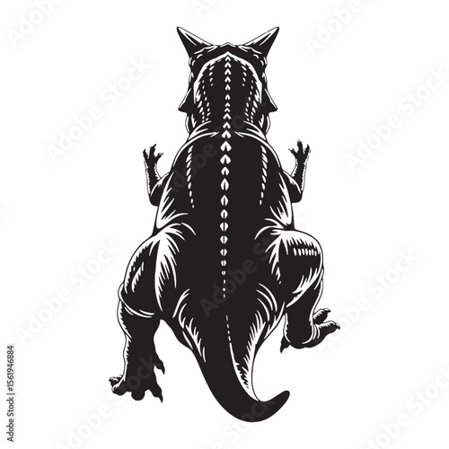 The sprinting predator of the Mesozoic – Carnotaurus silhouette drawn in expressive Carnotaurus vector – Carnotaurus illustration

