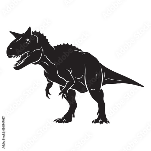 A profile of prehistoric aggression – Carnotaurus silhouette paired with sleek Carnotaurus vector – Carnotaurus illustration

