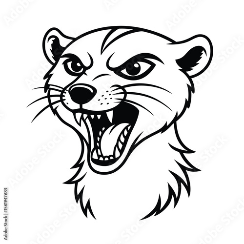 furious meerkat head with raised brow and sharp muzzle version one on white background Vector illustration