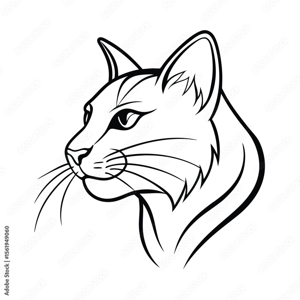 Obraz premium intense cat head in dynamic side view with expressive eyes version two on white background Vector illustration