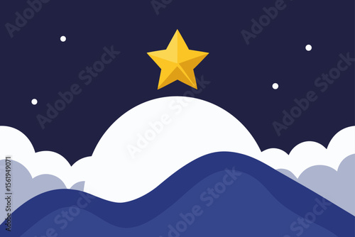 Night Sky Starry Mountain Peak Achieving Dreams Illustration