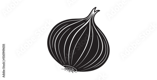 Wallpaper Mural Stylized black and white graphic illustration of an onion silhouette Torontodigital.ca