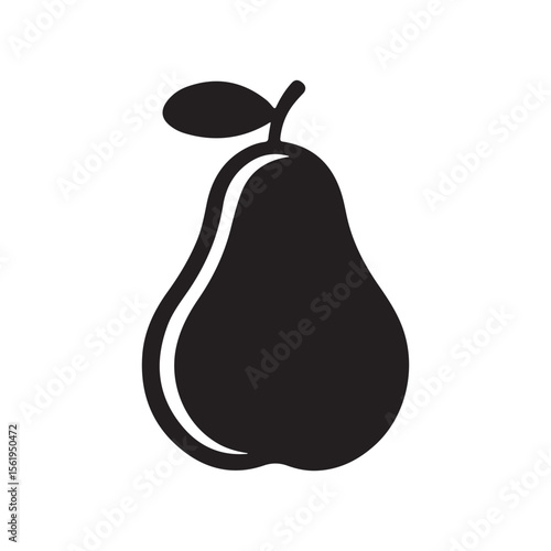 Simple and Elegant Pear Fruit Silhouette Icon for Healthy Food Design