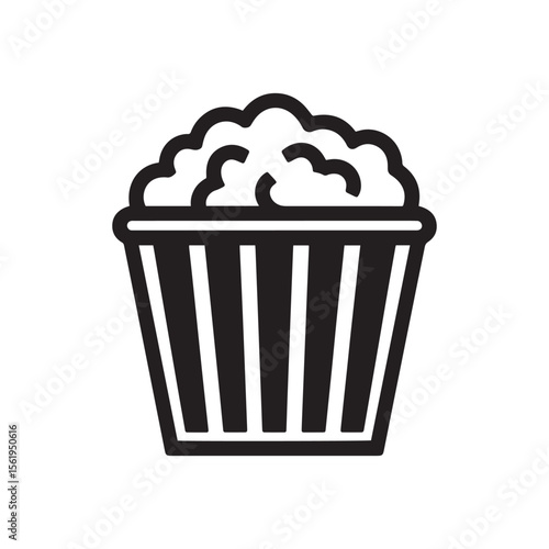 Popcorn Bucket Silhouette Icon Design for Movies, Snacks, and Entertainment