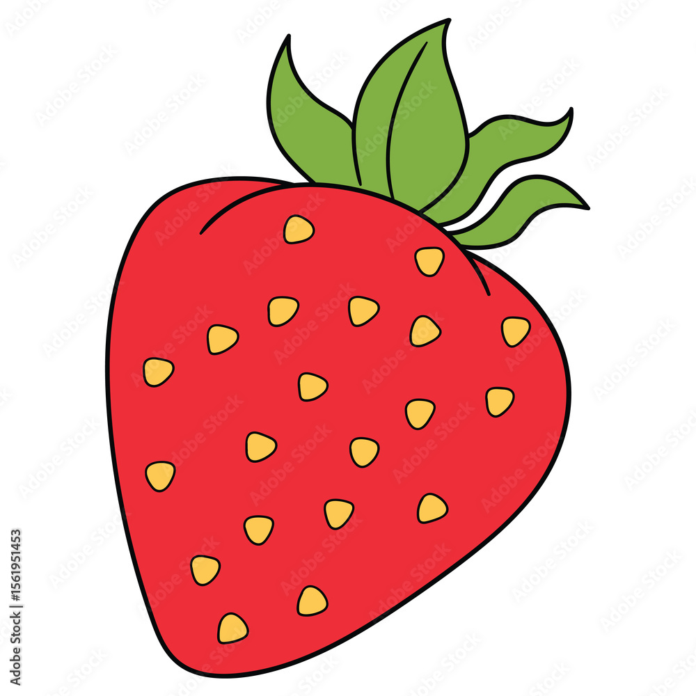 Obraz premium Hand drawn cartoon strawberry on white background.