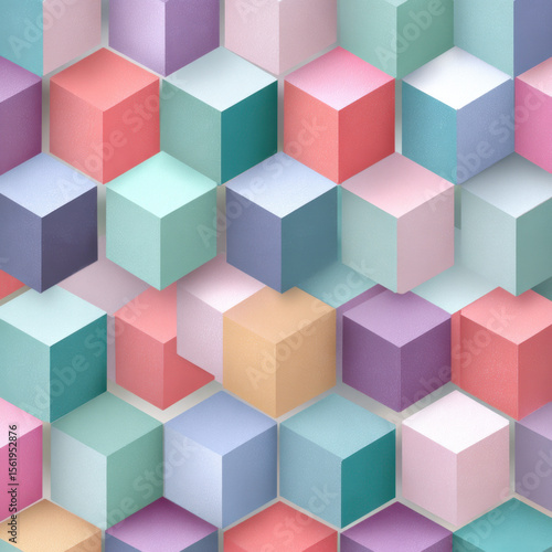 Pastel Cubes Geometric Pattern Background
