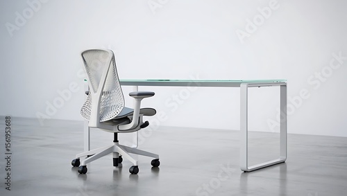 Modern Minimalist Office Workspace Desk and Chair