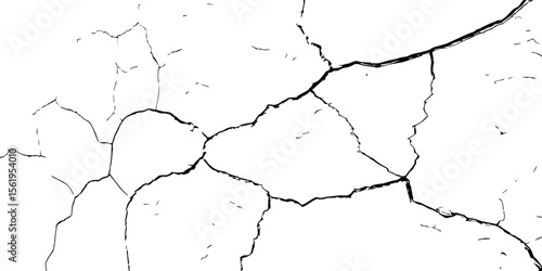 "Cracked white wall texture with bold fracture lines and rough surface details. Ideal for grunge backgrounds, vintage effects, weathered surfaces, or architectural decay design elements"
