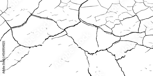 "Cracked white wall texture with bold fracture lines and rough surface details. Ideal for grunge backgrounds, vintage effects, weathered surfaces, or architectural decay design elements"