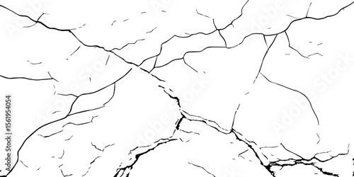 "Cracked white wall texture with detailed fracture lines and distressed surface. Perfect for grunge design, aging effects, backgrounds, or architectural deterioration themes"