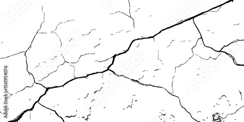 "Cracked white wall texture with bold fracture lines and rough surface details. Ideal for grunge backgrounds, vintage effects, weathered surfaces, or architectural decay design elements"