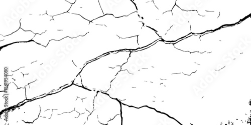 "Cracked white wall texture with detailed fracture lines and distressed surface. Perfect for grunge design, aging effects, backgrounds, or architectural deterioration themes"