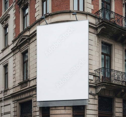 Blank Outdoor Billboard on Urban Building Wall Ready for Advertisement Design