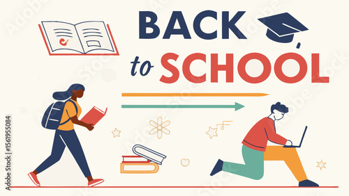 Two female students prepare for the new school year, one studying with books, the other using a laptop.