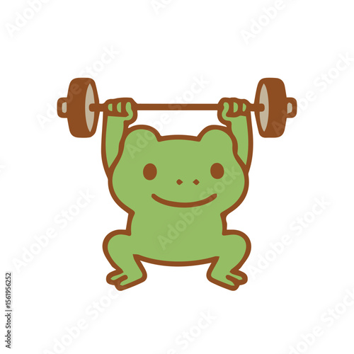 Cute Cartoon Frog lifting weights