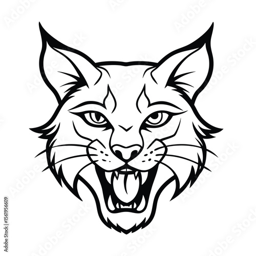 snarling lynx head in crouched mascot sketch style version one on white background Vector illustration