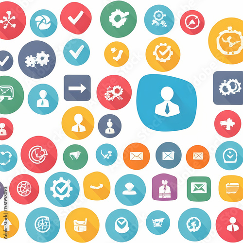 Flat vector set of social media and network icons for web applications