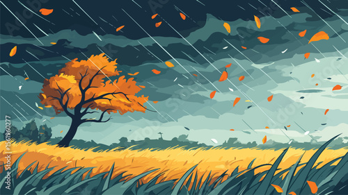 Dramatic Hurricane in Country Landscape: Stron - Professional Image for Design Projects
