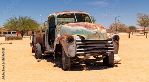 Rusted body of an old truck near solitaire, namibia
