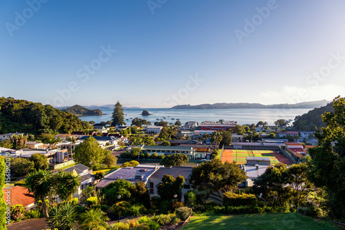 Paihia in the morning, view of the city and the bay, New Zealand