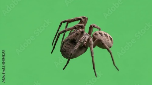 Wallpaper Mural Brown spider raising legs on green background Torontodigital.ca