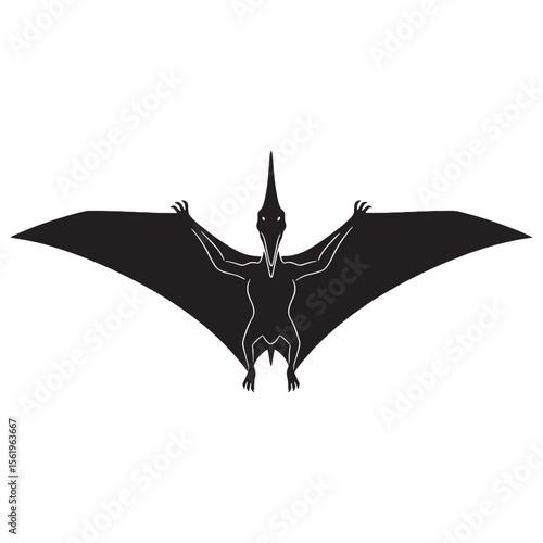 Aerial hunter above dinosaurs – Pteranodon silhouette formed through refined Pteranodon vector – Pteranodon illustration

