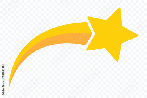 shooting star icon. Shooting Star icon design with white background. Gold shooting star. Star trail sign Vector Illustration. 