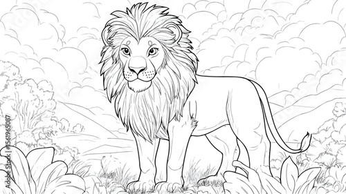 Cute Lion Coloring Page for Creative Projects and Educational Materials
