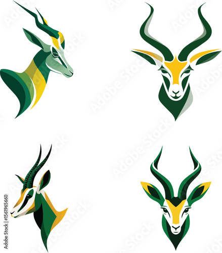 Springbok heads illustration vector graphic collection eps