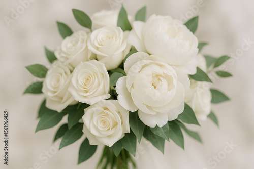 Elegant White Rose and Peony Bouquet