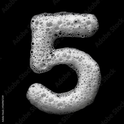 Wallpaper Mural Digit 5 Creative Alphabet Soap Foam Letters Overlay Collection in High Resolution JPG Format with White Background and Minimalist Design for Commercial Use and Digital Graphics Projects Torontodigital.ca