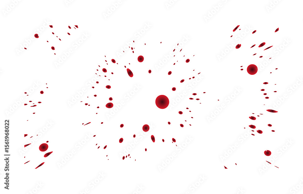 Scattered red droplets and streaks resembling blood splatters or rose petals isolated on transparent background Scattered red droplets and streaks resembling blood splatters or rose petals isolated on transparent background