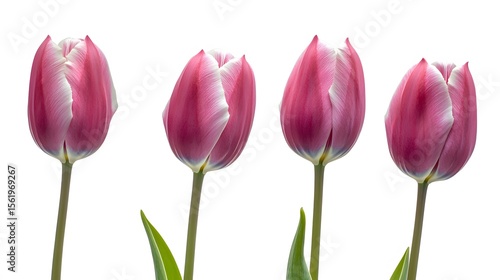 Wallpaper Mural Four Pink and White Tulips Isolated on White Background Torontodigital.ca