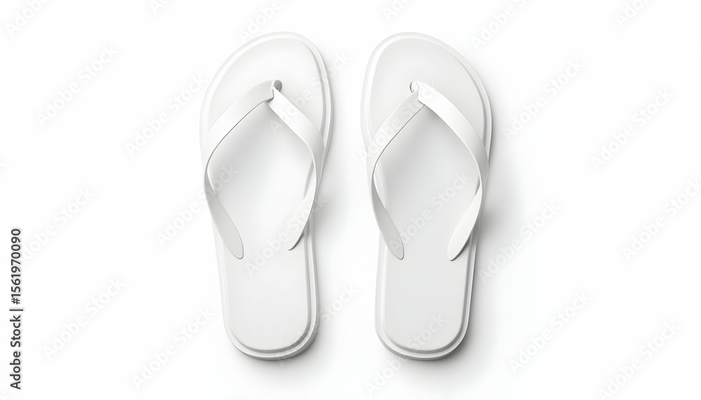 Fototapeta premium White Flip-flops on White Background Ready for Summer
