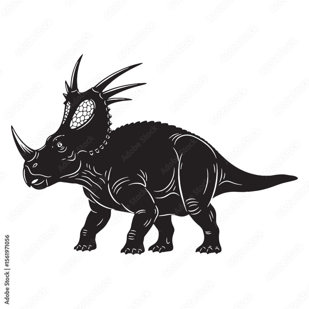 Fototapeta premium Frill-forward strength in design – Styracosaurus silhouette in balanced Styracosaurus vector – Styracosaurus illustration