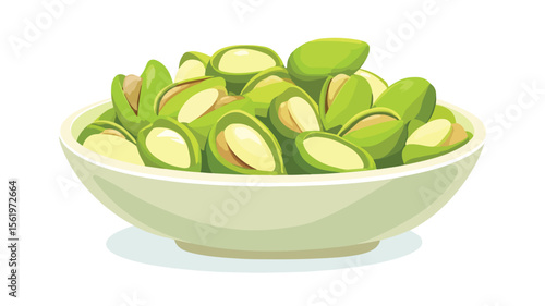 Delicious Green Salted Pistachio Nuts with Open Cracked Shell Closeup