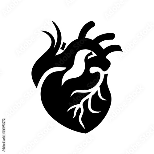 Stylized anatomical heart illustration in black and white