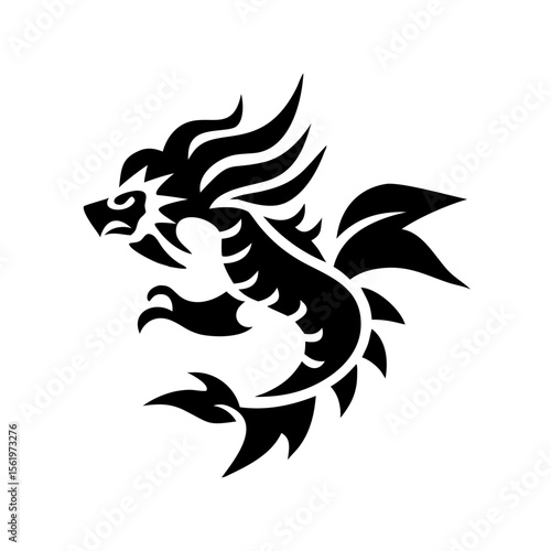 Wallpaper Mural A black silhouette of a dragon with sharp features Torontodigital.ca