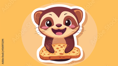 Joyful Fluffy Ferret Smiling Happily with a Cheerful Expression