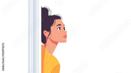 Curious Onlookers Peering Down from Window, Captivated Audience Below