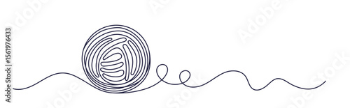 Ball of yarn. Continuous line sign. Round skein