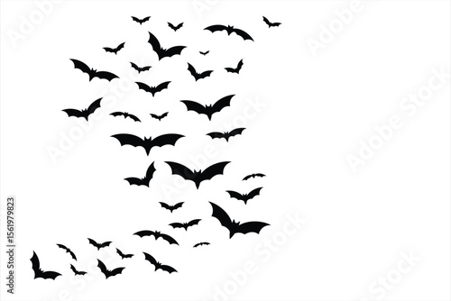 Flying Bats Vector Illustration. Silhouette vector of flying bats on white background.