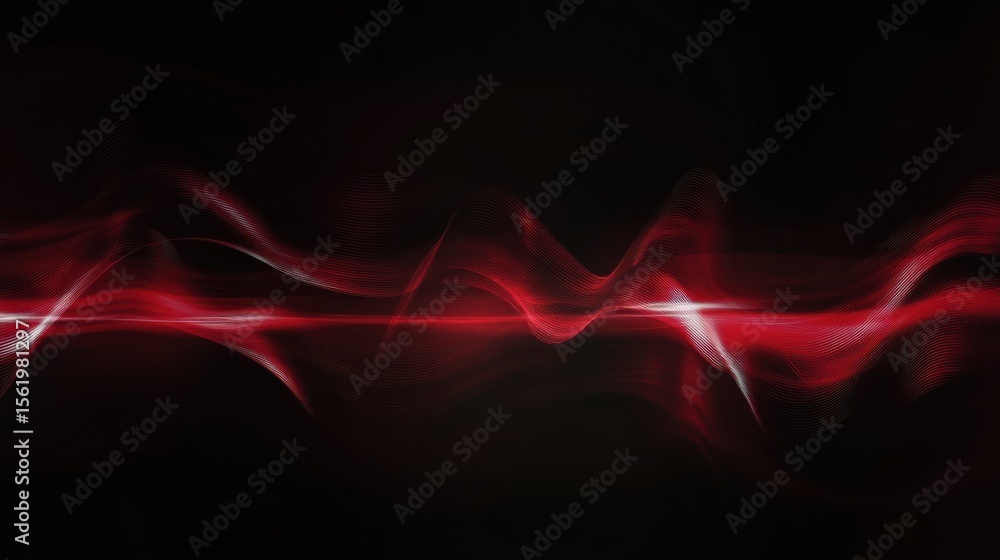 Fototapeta premium Background red wave on the black background